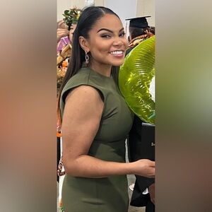 ZELLA Olive Ribbed Sleeveless Dress Size M